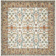 ASPEN, IVORY / BLUE, 7' X 7' Square, Area Rug, APN308A-7SQ
