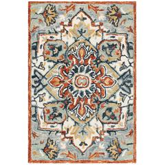 ASPEN, BLUE / RUST, 2' X 3', Area Rug, APN312A-2