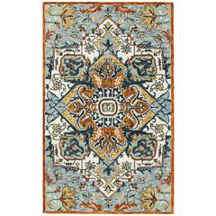 ASPEN, BLUE / RUST, 5' X 8', Area Rug, APN312A-5