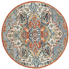 ASPEN, BLUE / RUST, 7' X 7' Round, Area Rug, APN312A-7R