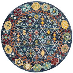 ASPEN, NAVY / GOLD, 7' X 7' Round, Area Rug