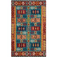 ASPEN, BLUE / RED, 5' X 8', Area Rug, APN503A-5