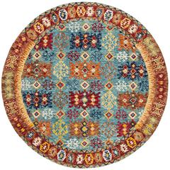 ASPEN, BLUE / RED, 7' X 7' Round, Area Rug, APN503A-7R