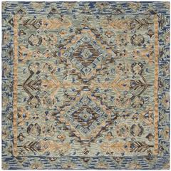 ASPEN, BLUE / BEIGE, 7' X 7' Square, Area Rug
