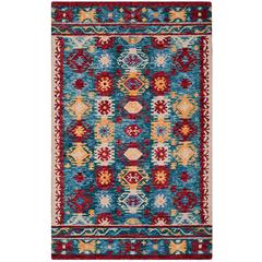 ASPEN, BLUE / RED, 5' X 8', Area Rug, APN505A-5