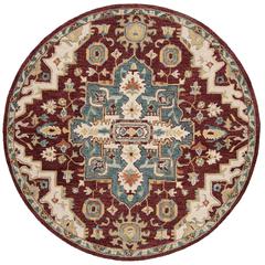 ASPEN, RED / BLUE, 7' X 7' Round, Area Rug, APN507A-7R