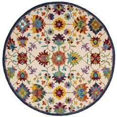 ASPEN, IVORY / BLUE, 7' X 7' Round, Area Rug, APN509A-7R