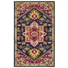 ASPEN, NAVY / FUCHSIA, 5' X 8', Area Rug