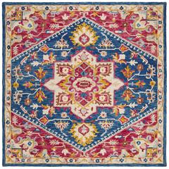 ASPEN, NAVY / FUCHSIA, 7' X 7' Square, Area Rug