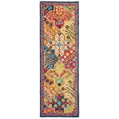 ASPEN, BLUE / ORANGE, 2'-3" X 7', Area Rug