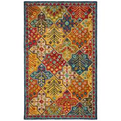 ASPEN, BLUE / ORANGE, 5' X 8', Area Rug