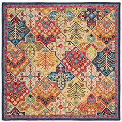 ASPEN, BLUE / ORANGE, 7' X 7' Square, Area Rug