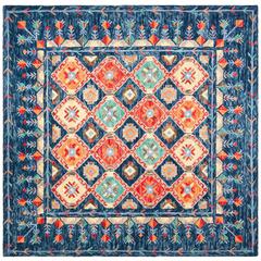 ASPEN, NAVY / ORANGE, 7' X 7' Square, Area Rug