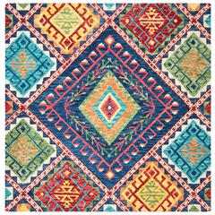 ASPEN, BLUE / MULTI, 7' X 7' Square, Area Rug