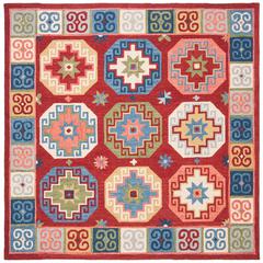 ASPEN, RED / BLUE, 7' X 7' Square, Area Rug, APN802Q-7SQ