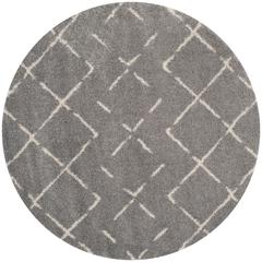 ARIZONA SHAG, GREY / IVORY, 6'-7" X 6'-7" Round, Area Rug, ASG743D-7R