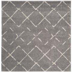 ARIZONA SHAG, GREY / IVORY, 6'-7" X 6'-7" Square, Area Rug, ASG743D-7SQ