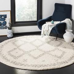 ARIZONA SHAG, IVORY / GREY, 6'-7" X 6'-7" Round, Area Rug, ASG749G-7R