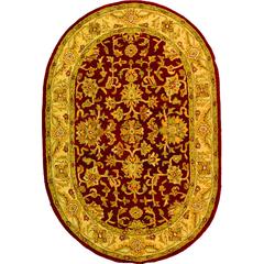 ANTIQUITY, RED / GOLD, 4'-6" X 6'-6" Oval, Area Rug