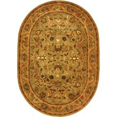 ANTIQUITY, OLIVE / GOLD, 4'-6" X 6'-6" Oval, Area Rug