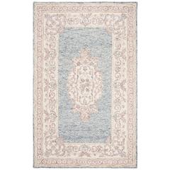 AUBUSSON, BLUE / PINK, 4' X 6', Area Rug