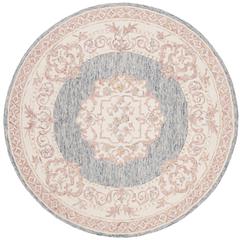 AUBUSSON, BLUE / PINK, 6' X 6' Round, Area Rug