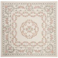 AUBUSSON, IVORY / PINK, 6' X 6' Square, Area Rug