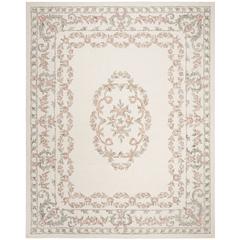 AUBUSSON, IVORY / PINK, 9' X 12', Area Rug