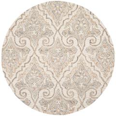 AUBUSSON, IVORY / GREEN, 6' X 6' Round, Area Rug