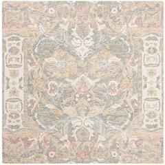 AUBUSSON, IVORY / SAGE, 6' X 6' Square, Area Rug