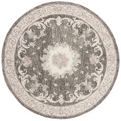 AUBUSSON, IVORY / CHARCOAL, 6' X 6' Round, Area Rug
