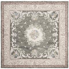 AUBUSSON, IVORY / CHARCOAL, 6' X 6' Square, Area Rug