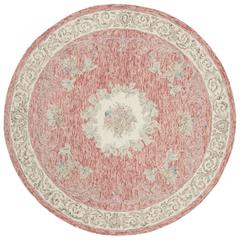 AUBUSSON, RED / IVORY, 6' X 6' Round, Area Rug