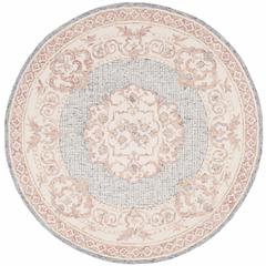 AUBUSSON, BLUE / IVORY, 6' X 6' Round, Area Rug