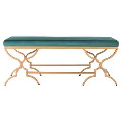 Juliet Rectangular Bench, Emerald/Gold