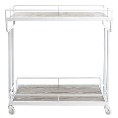 Dawson 2 Tier Rectangle Bar Cart, Rustic Oak/White