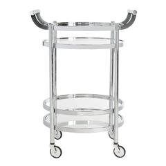 Sienna 2 Tier Round Bar Cart, Chrome