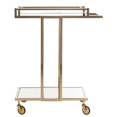Capri 2 Tier Rectangle Bar Cart, Gold/Mirror