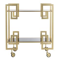Eliza 2 Tier Bar Cart, Brass/Black Glass
