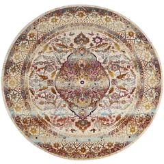 BALDWIN, IVORY / FUCHSIA, 6'-7" X 6'-7" Round, Area Rug