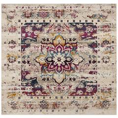 BALDWIN, CREAM / FUCHSIA, 6'-7" X 6'-7" Square, Area Rug