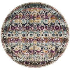 BALDWIN, CREAM / MULTI, 6'-7" X 6'-7" Round, Area Rug