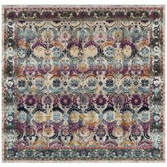 BALDWIN, CREAM / MULTI, 6'-7" X 6'-7" Square, Area Rug