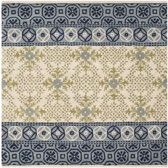 BELLA, IVORY / BLUE, 5' X 5' Square, Area Rug, BEL119A-5SQ