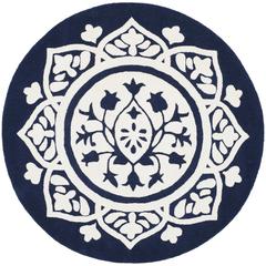 BELLA, NAVY / IVORY, 5' X 5' Round, Area Rug, BEL136B-5R