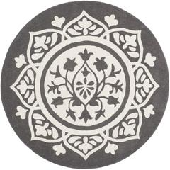 BELLA, DARK GREY / IVORY, 5' X 5' Round, Area Rug, BEL136C-5R