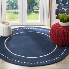 BELLA, NAVY BLUE / IVORY, 5' X 5' Round, Area Rug
