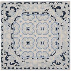 BELLA, IVORY / BLUE, 5' X 5' Square, Area Rug, BEL154A-5SQ