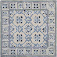 BELLA, IVORY / BLUE, 5' X 5' Square, Area Rug, BEL155A-5SQ