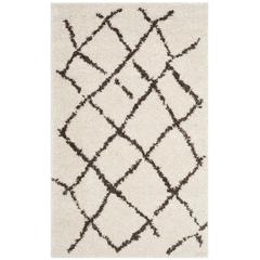 BERBER SHAG, CREME / BROWN, 3' X 5', Area Rug